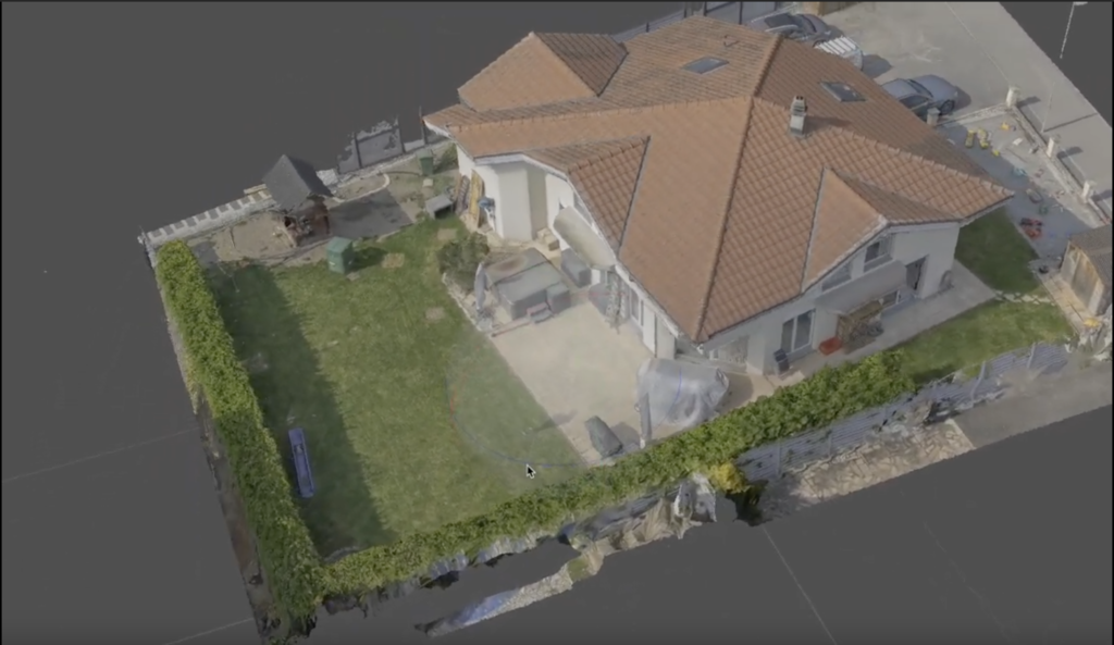 Vue arrière d'une maison obtenue par photogrammétrie, réalisée par Capture Immersive.