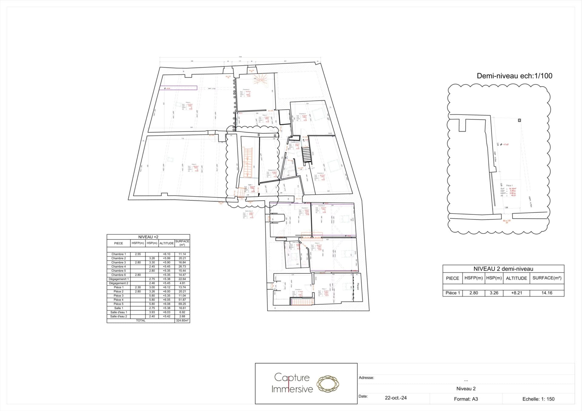 Plan technique au format DWG du rez-de-chaussée d'un bâtiment résidentiel suisse, montrant les épaisseurs variables des murs et les arrondis architecturaux