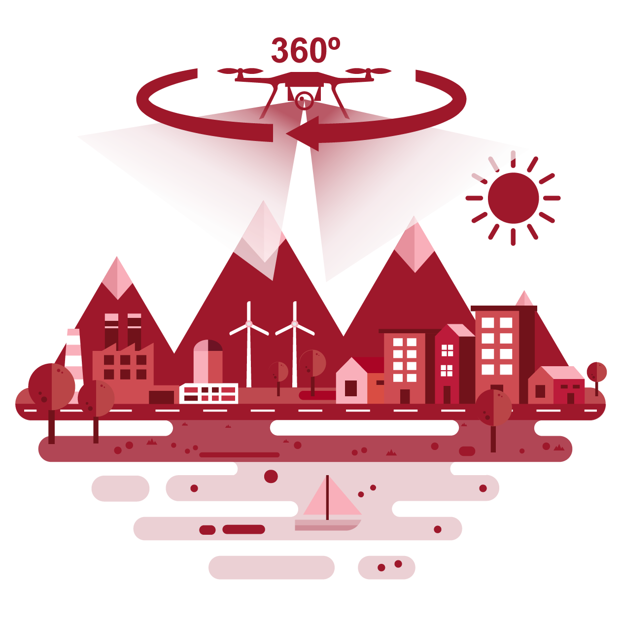 Pictogramme SVG illustrant les services de topographie 3D et cartographie immersive pour projets d'aménagement