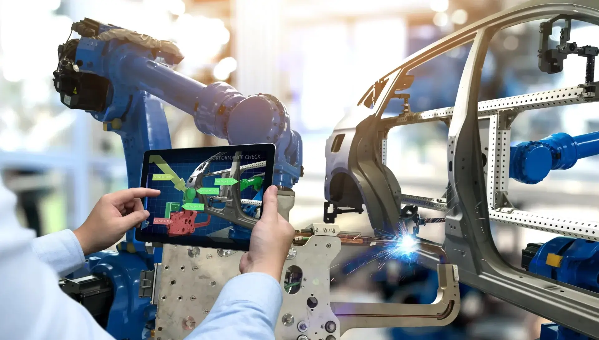 Interface de réalité augmentée affichant des informations techniques sur des équipements industriels pour maintenance