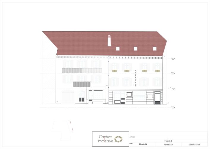Plan détaillé de la façade Ouest d'un bâtiment résidentiel suisse documentant avec précision les balcons en saillie et leurs structures porteuses