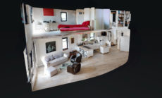 Vue de coupe de maison moderne visite virtuelle immersive matterport 3d pouper en deux
